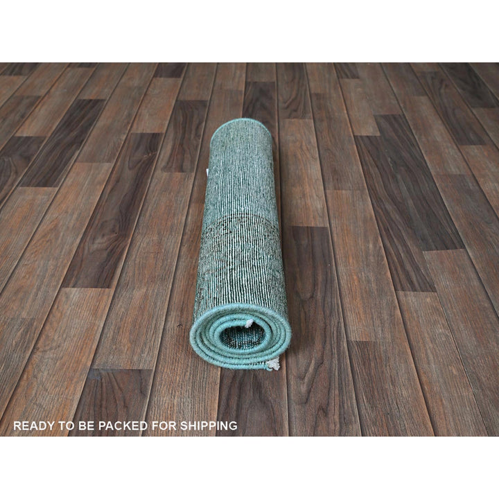 1'11" x 5'9" Vintage Hand Knotted Blue Wool Runner Oriental Rug - MOA102952