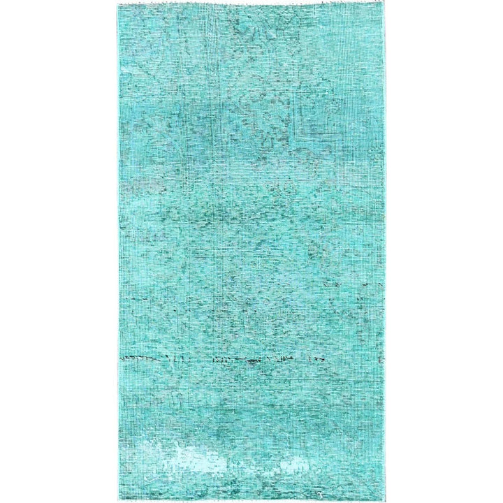 2'3" x 4'6" Vintage Hand Knotted Green Wool Rectangle Oriental Rug - MOA102955