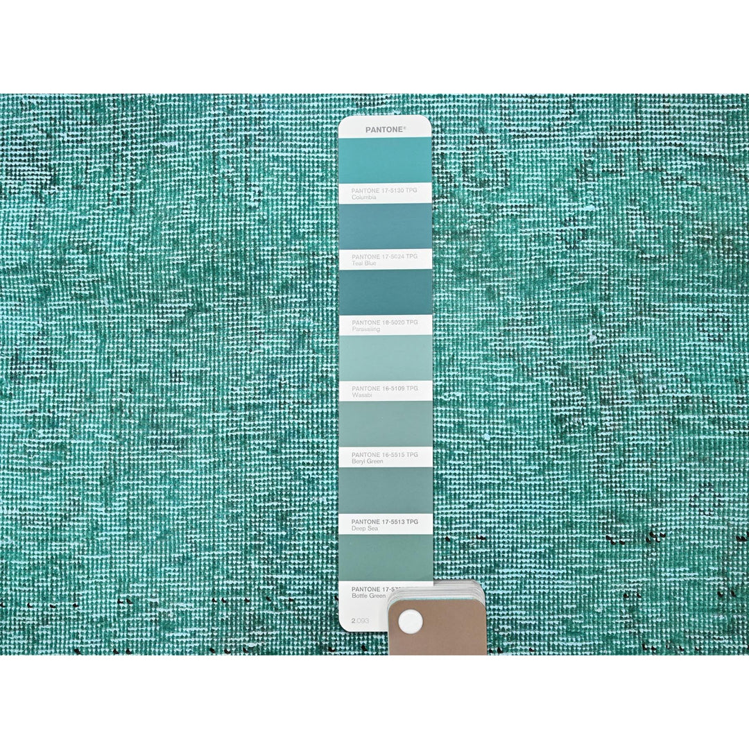 2'3" x 4'6" Vintage Hand Knotted Green Wool Rectangle Oriental Rug - MOA102955