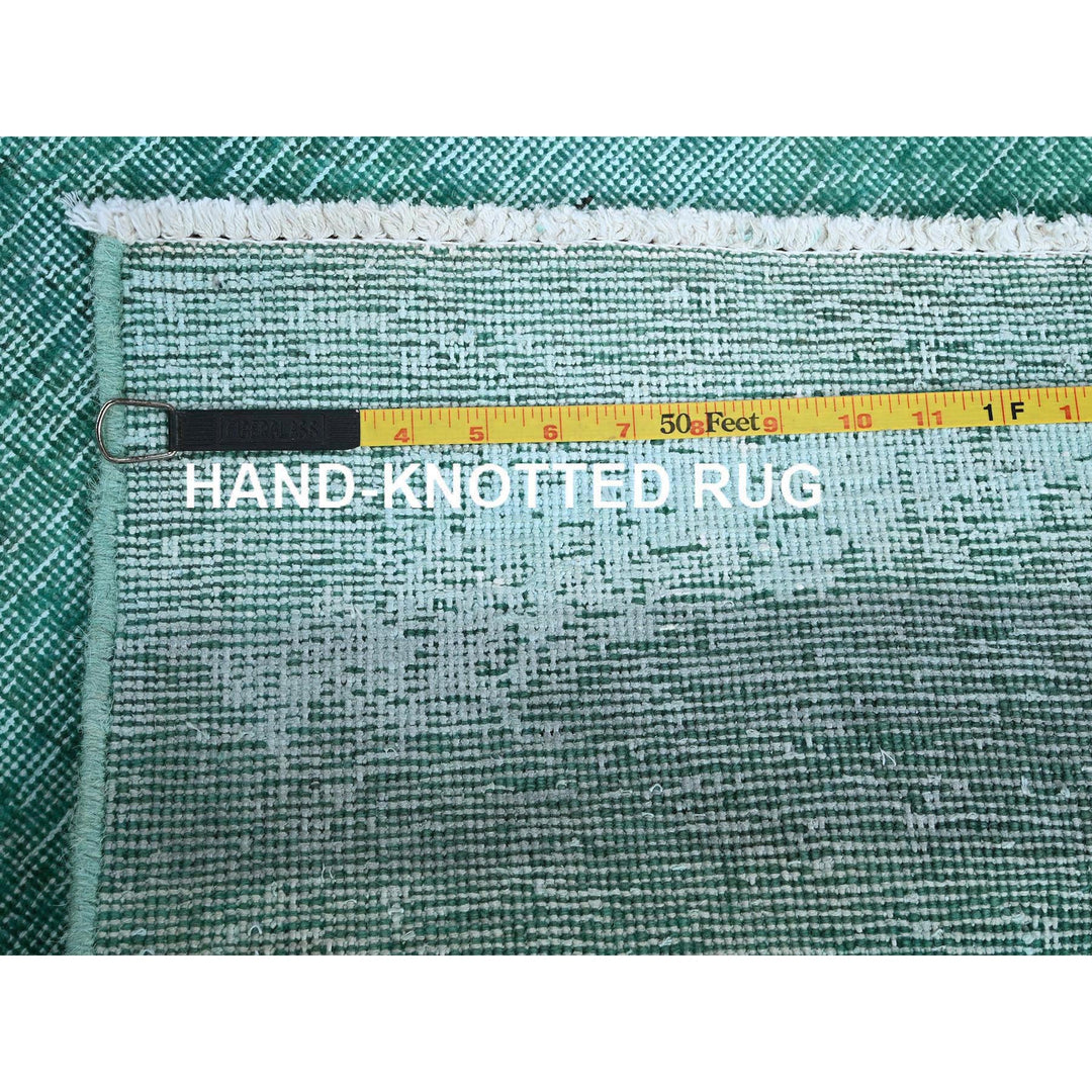 2'3" x 4'6" Vintage Hand Knotted Green Wool Rectangle Oriental Rug - MOA102955