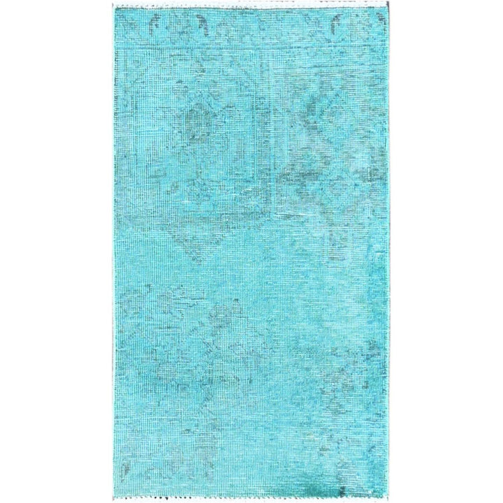1'11" x 3'6" Vintage Hand Knotted Blue Wool Rectangle Oriental Rug - MOA102957