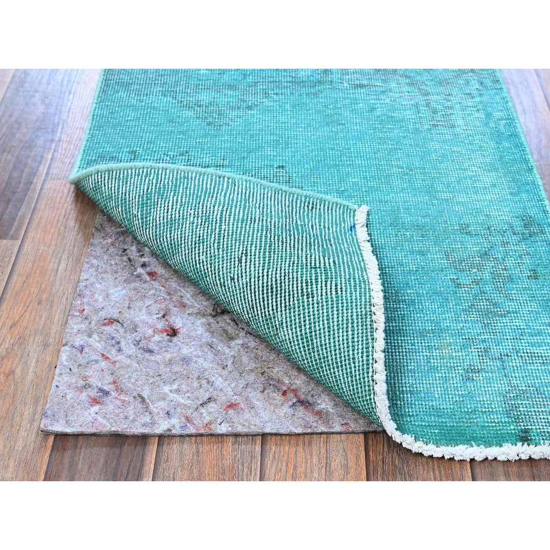 1'11" x 3'6" Vintage Hand Knotted Blue Wool Rectangle Oriental Rug - MOA102957