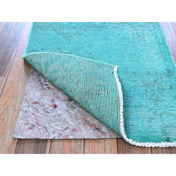 1'11" x 3'6" Vintage Hand Knotted Blue Wool Rectangle Oriental Rug - MOA102957