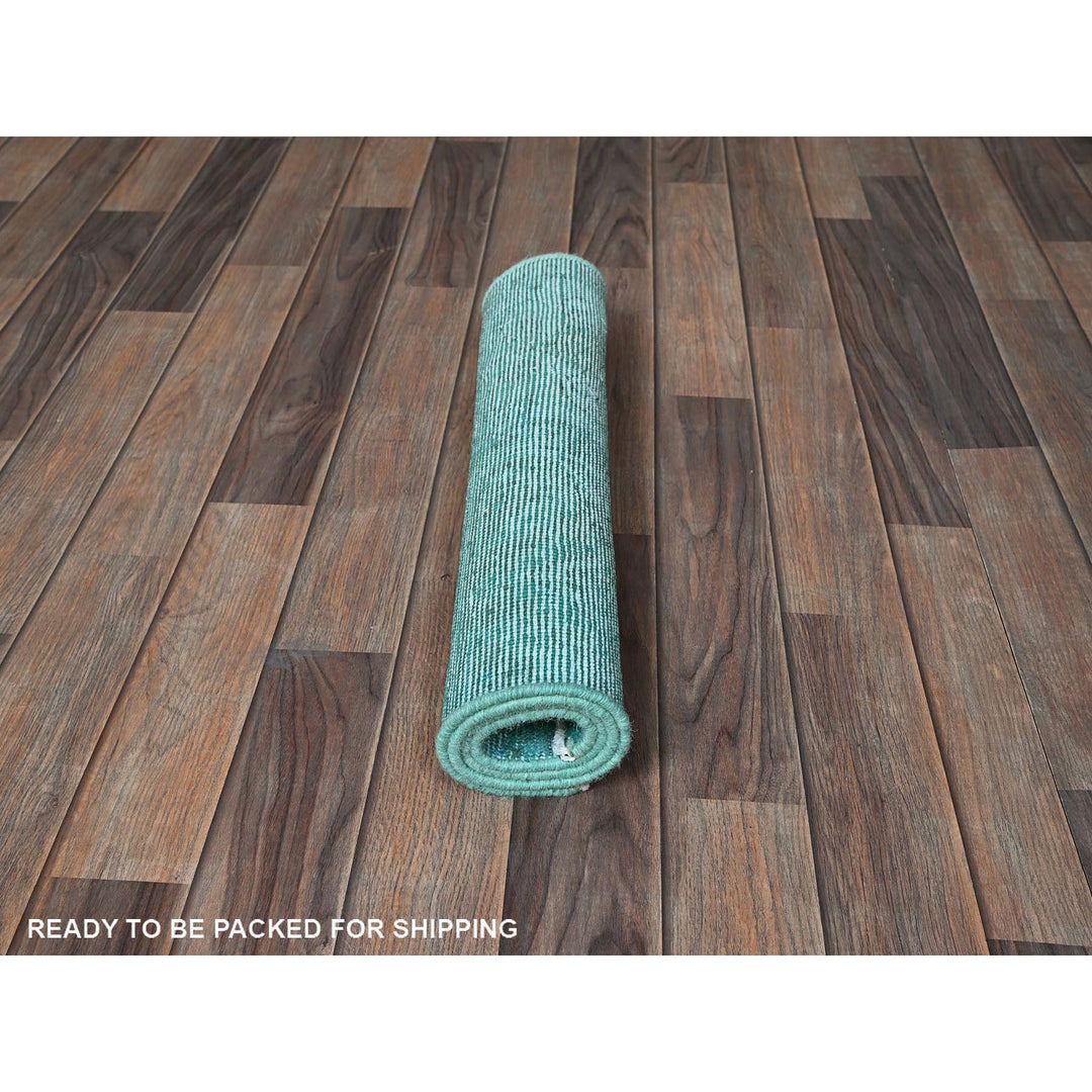 1'11" x 3'6" Vintage Hand Knotted Blue Wool Rectangle Oriental Rug - MOA102957
