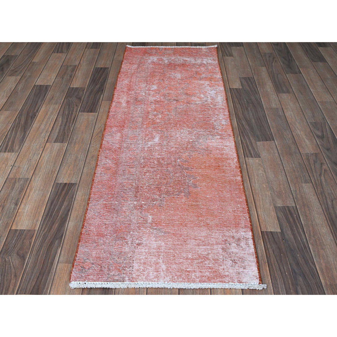 1'11" x 5'6" Vintage Hand Knotted Red Wool Runner Oriental Rug - MOA102958