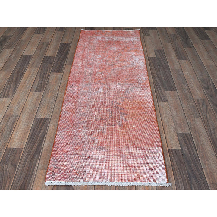 1'11" x 5'6" Vintage Hand Knotted Red Wool Runner Oriental Rug - MOA102958