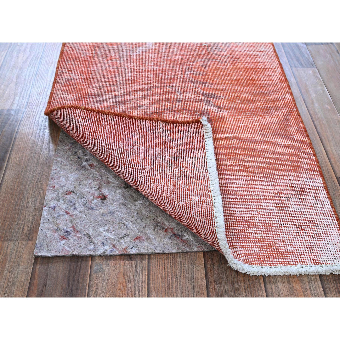 1'11" x 5'6" Vintage Hand Knotted Red Wool Runner Oriental Rug - MOA102958