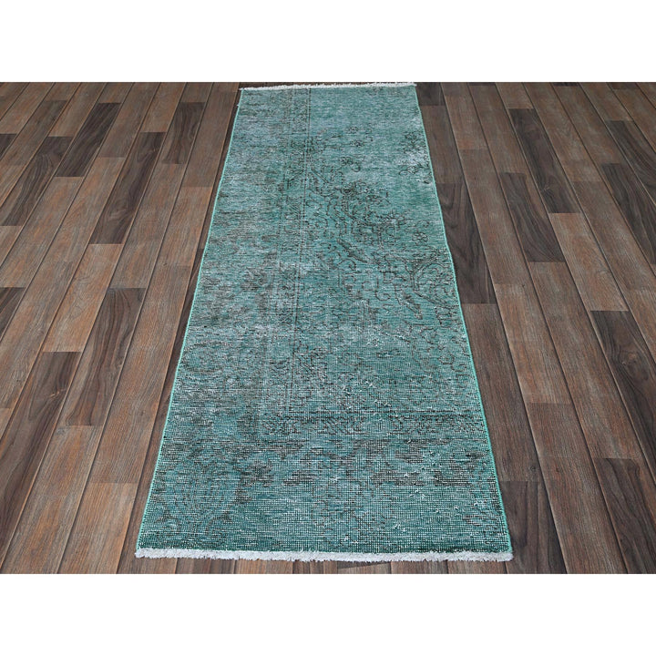 2'0" x 5'8" Vintage Hand Knotted Green Wool Runner Oriental Rug - MOA102962