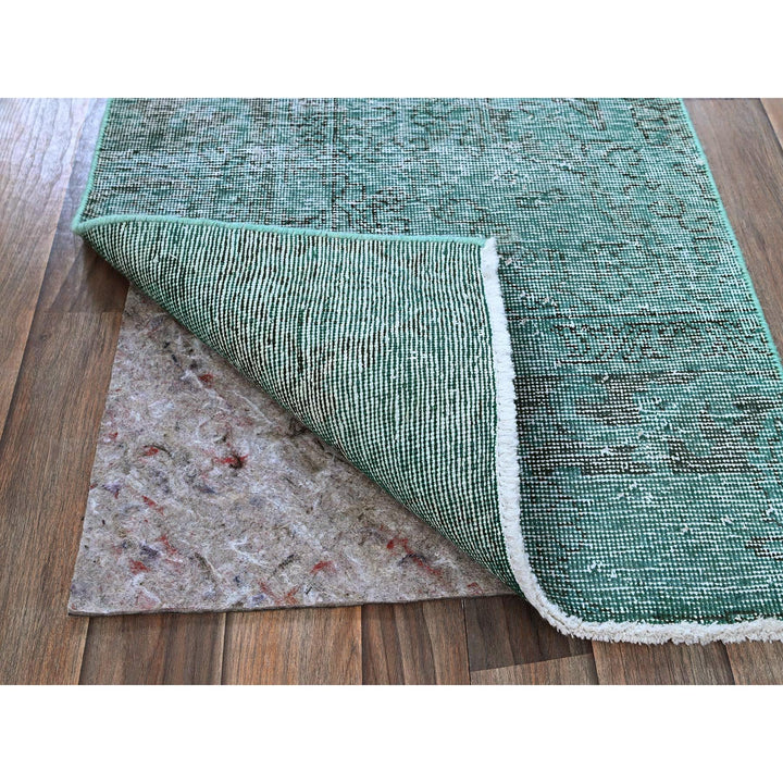 2'0" x 5'8" Vintage Hand Knotted Green Wool Runner Oriental Rug - MOA102962