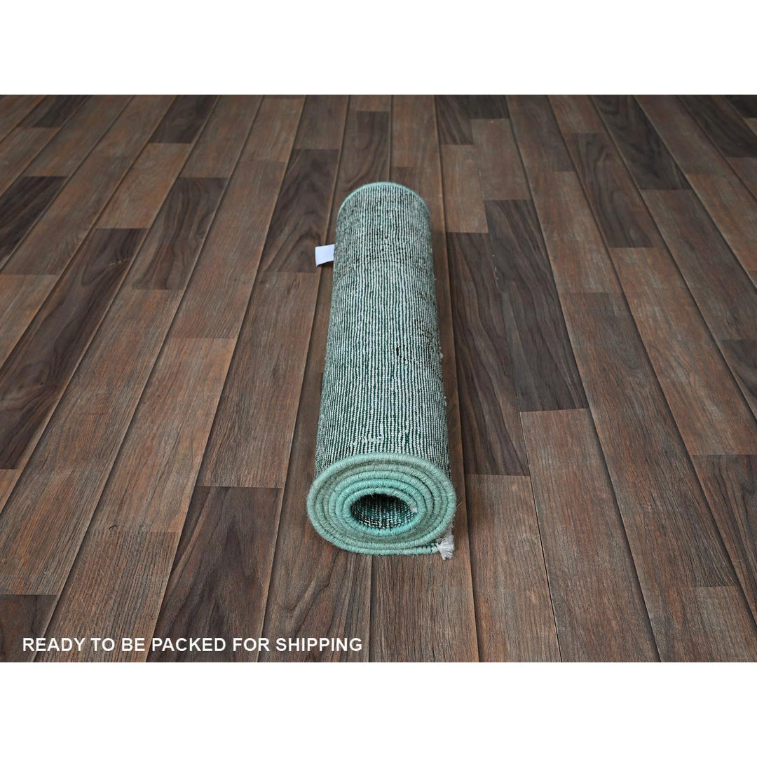 2'0" x 5'8" Vintage Hand Knotted Green Wool Runner Oriental Rug - MOA102962