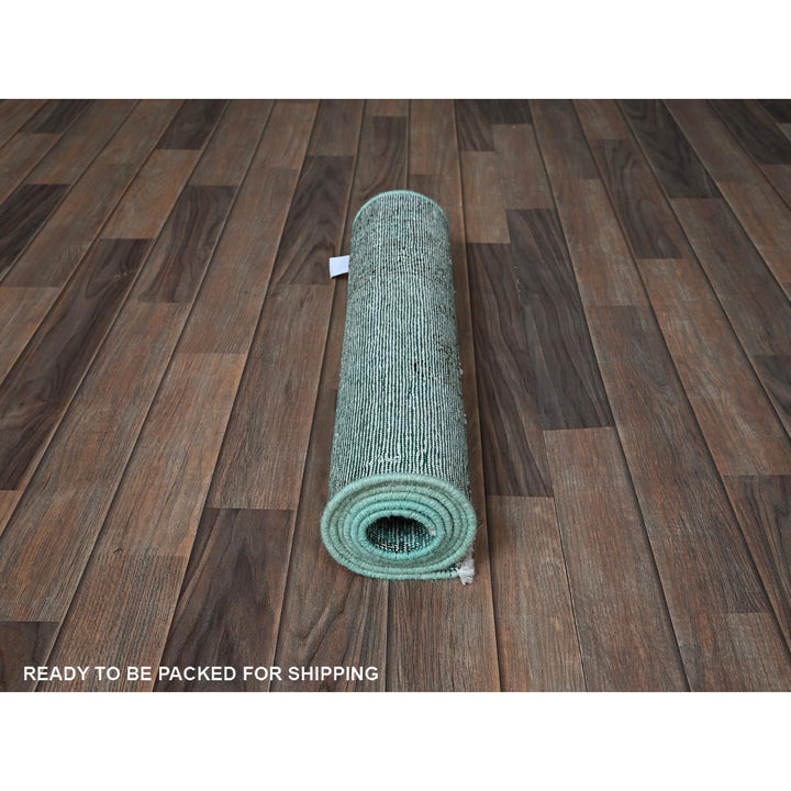 2'0" x 5'8" Vintage Hand Knotted Green Wool Runner Oriental Rug - MOA102962