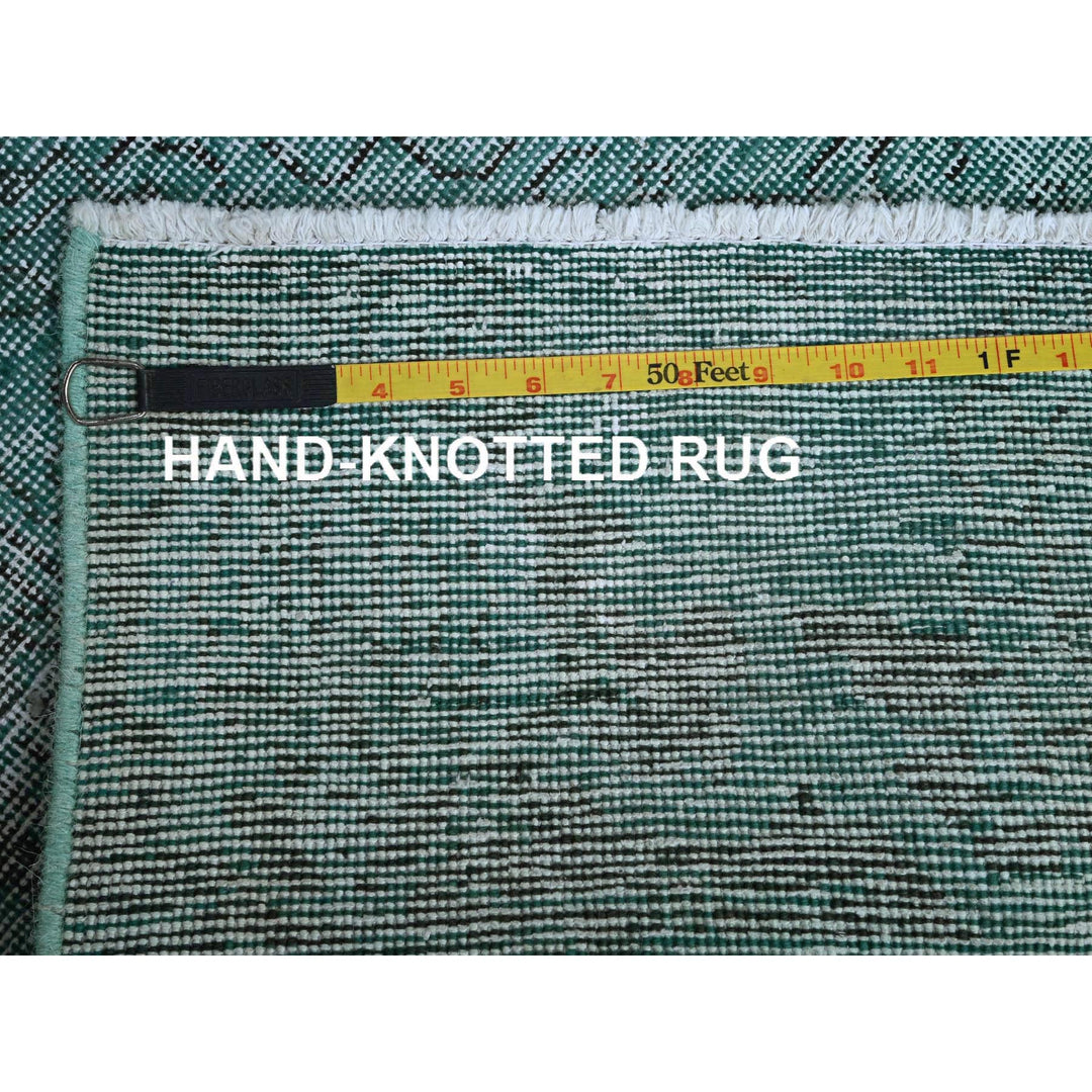 2'0" x 5'8" Vintage Hand Knotted Green Wool Runner Oriental Rug - MOA102962