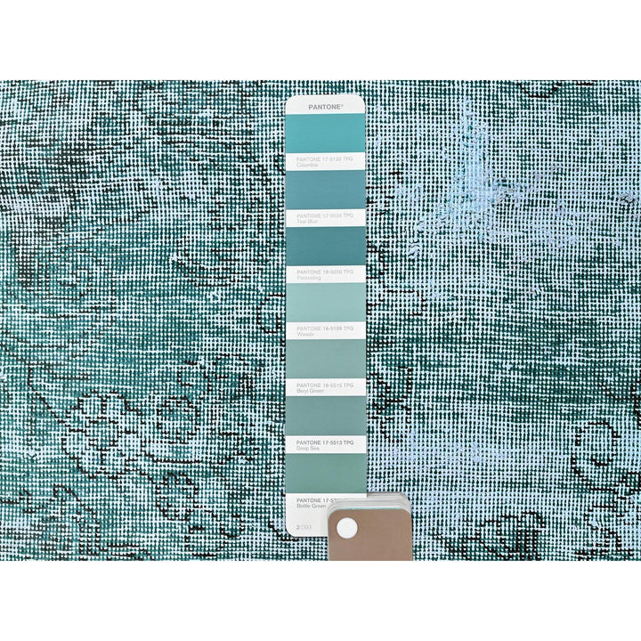 1'11" x 5'7" Vintage Hand Knotted Green Wool Runner Oriental Rug - MOA102963