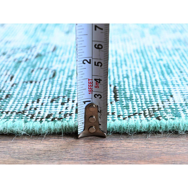 1'11" x 5'7" Vintage Hand Knotted Green Wool Runner Oriental Rug - MOA102963
