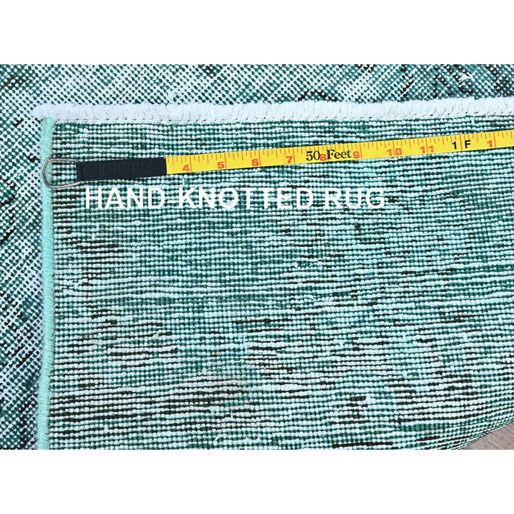 1'11" x 5'7" Vintage Hand Knotted Green Wool Runner Oriental Rug - MOA102963