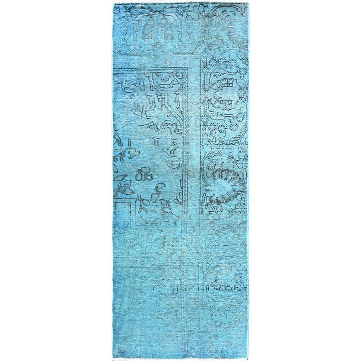 2'3" x 6'2" Vintage Hand Knotted Blue Wool Runner Oriental Rug - MOA102966