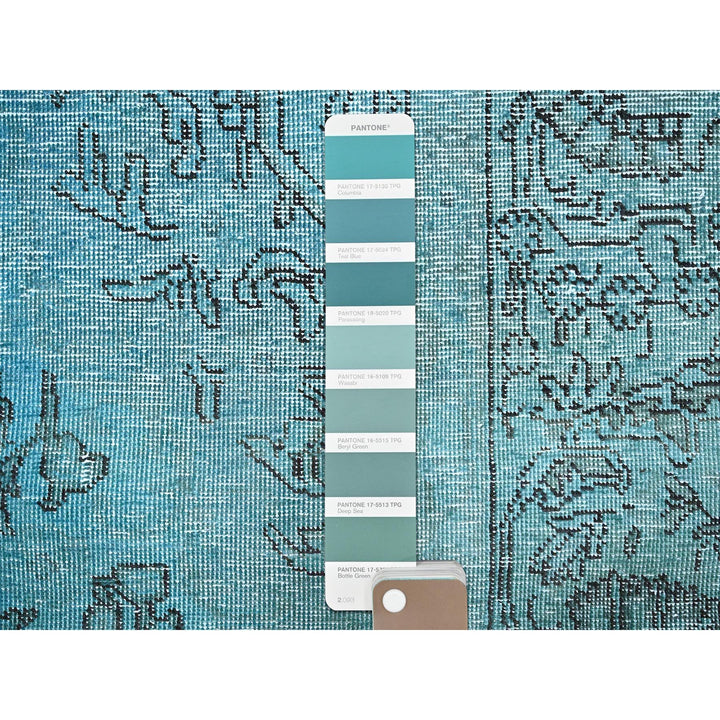 2'3" x 6'2" Vintage Hand Knotted Blue Wool Runner Oriental Rug - MOA102966