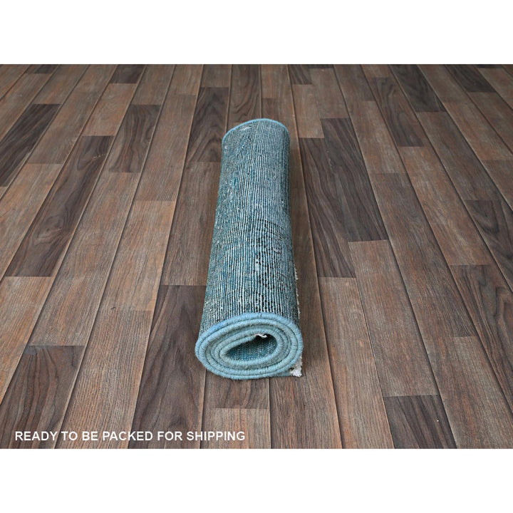 2'3" x 6'2" Vintage Hand Knotted Blue Wool Runner Oriental Rug - MOA102966