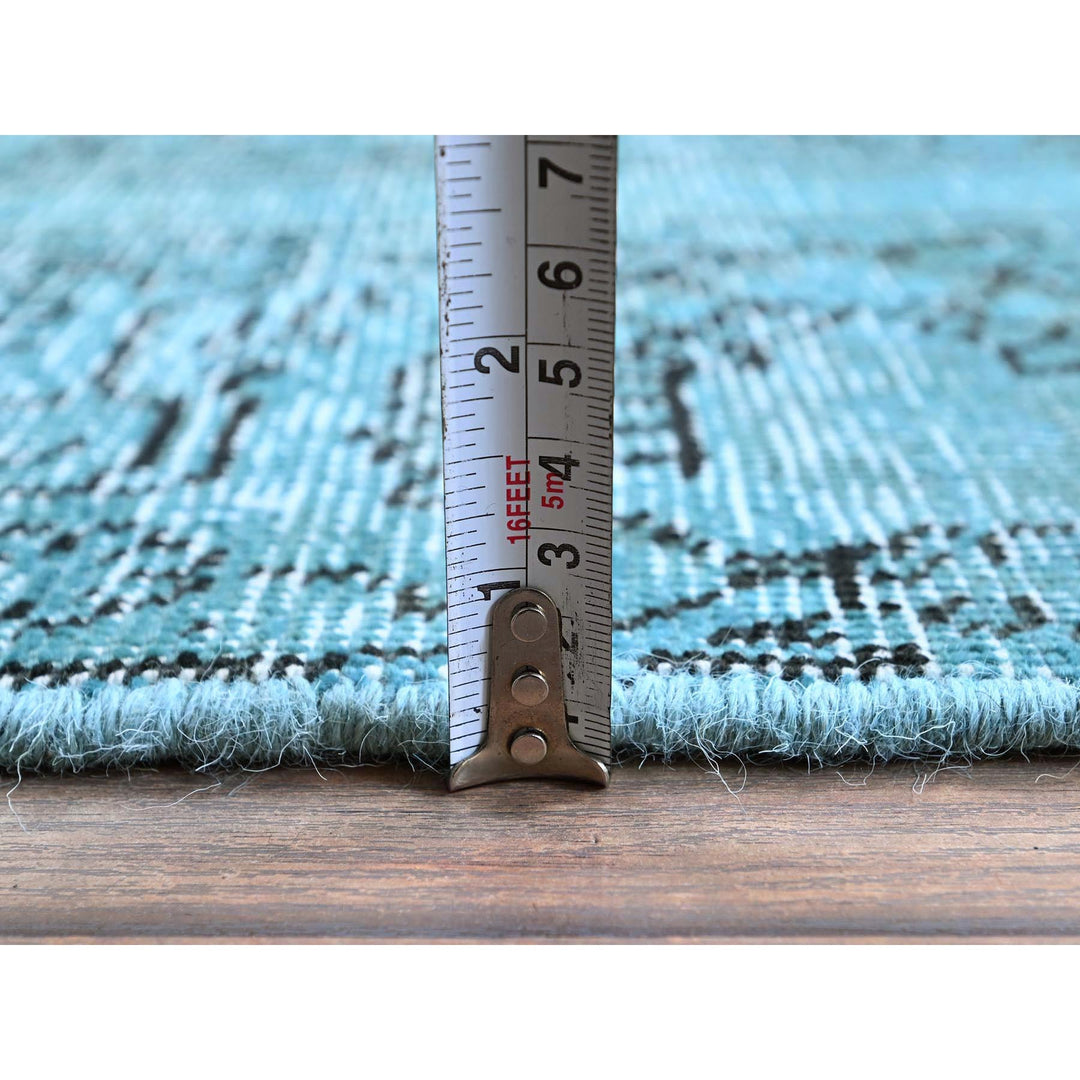 2'3" x 6'2" Vintage Hand Knotted Blue Wool Runner Oriental Rug - MOA102966