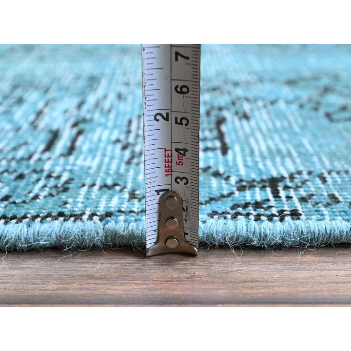 2'3" x 6'2" Vintage Hand Knotted Blue Wool Runner Oriental Rug - MOA102966