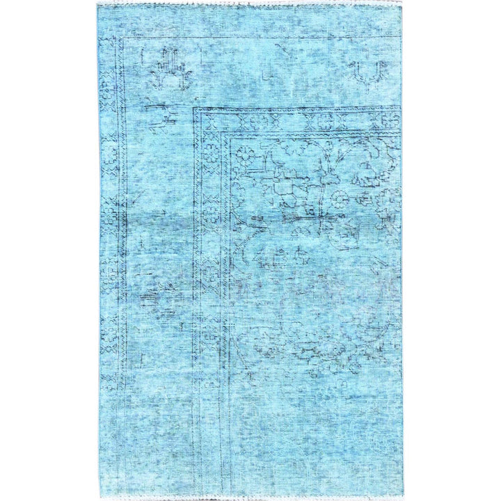 3'1" x 5'1" Vintage Hand Knotted Blue Wool Rectangle Oriental Rug - MOA102970