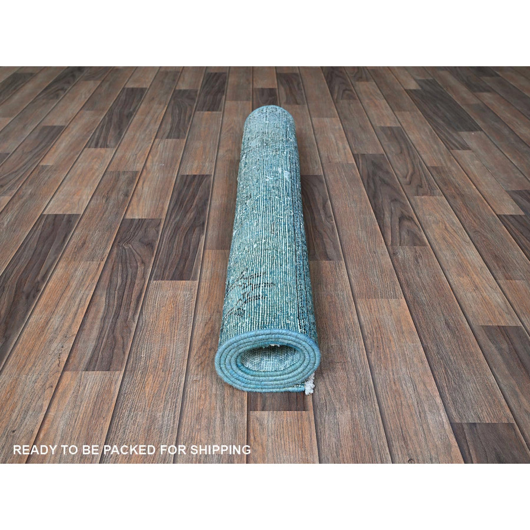 3'1" x 5'1" Vintage Hand Knotted Blue Wool Rectangle Oriental Rug - MOA102970