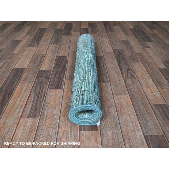 3'1" x 5'1" Vintage Hand Knotted Blue Wool Rectangle Oriental Rug - MOA102970