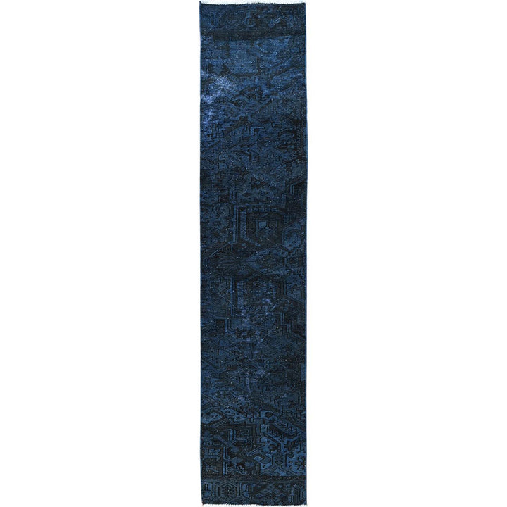 2'3" x 11'0" Vintage Hand Knotted Blue Wool Runner Oriental Rug - MOA102972