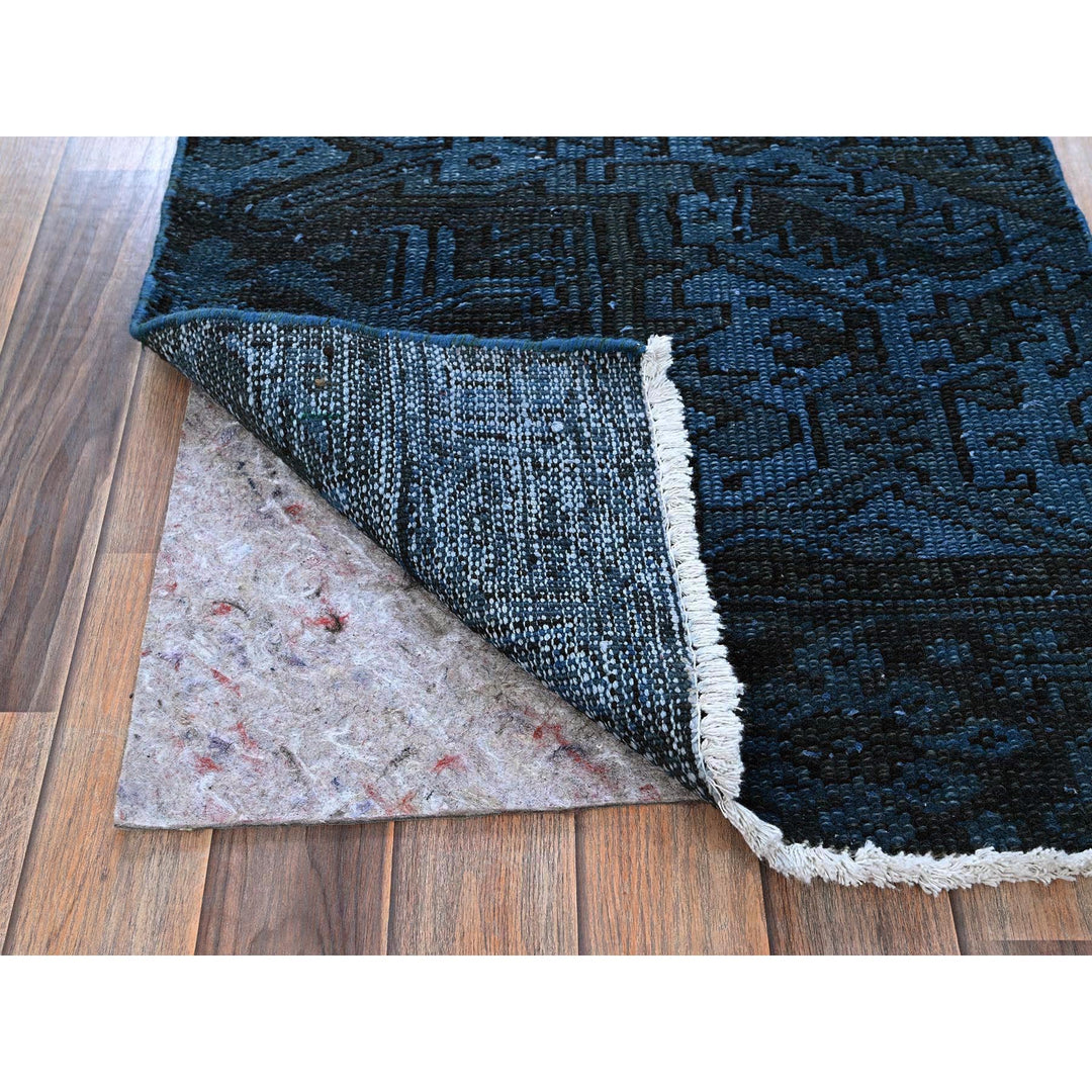 2'3" x 11'0" Vintage Hand Knotted Blue Wool Runner Oriental Rug - MOA102972