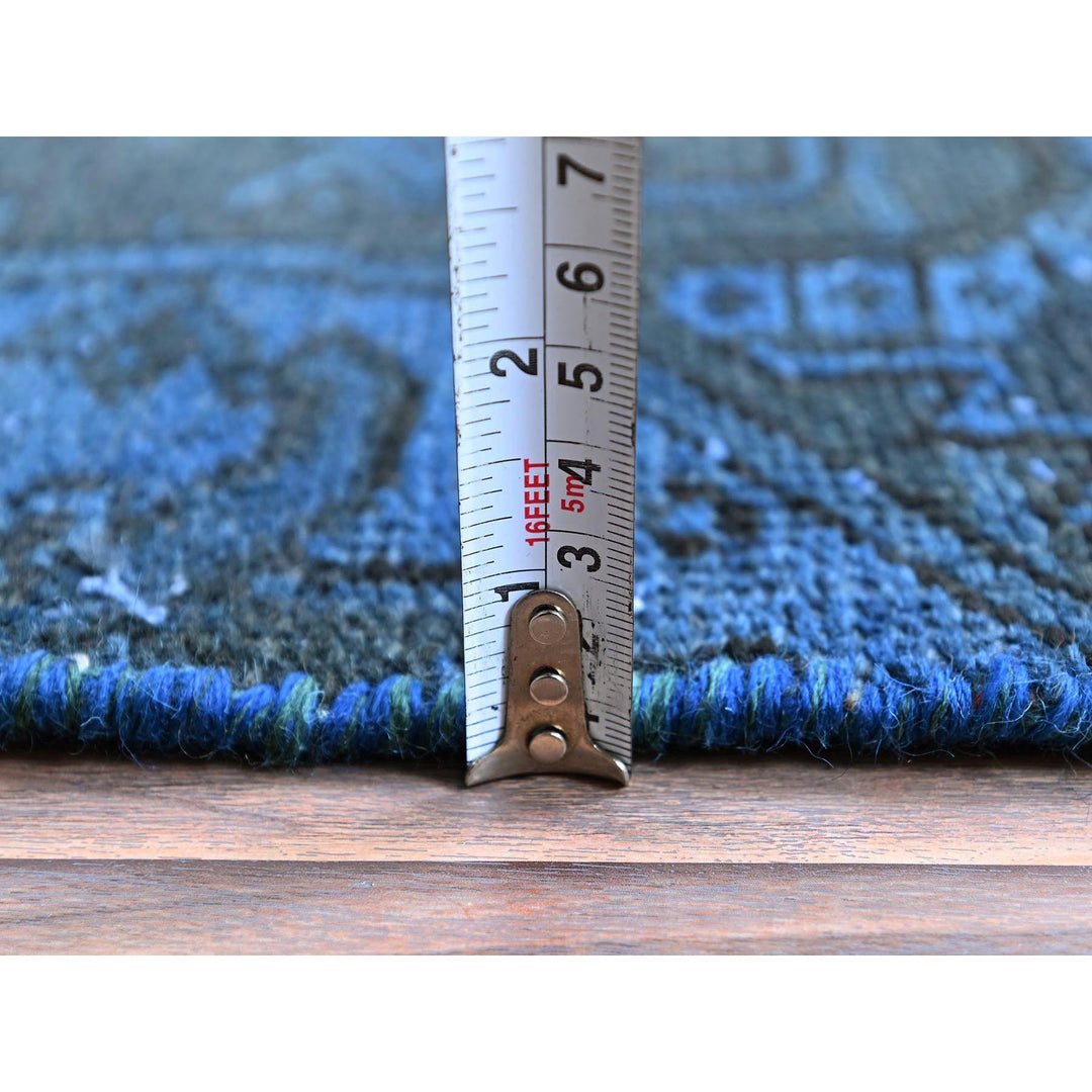 2'3" x 11'0" Vintage Hand Knotted Blue Wool Runner Oriental Rug - MOA102972