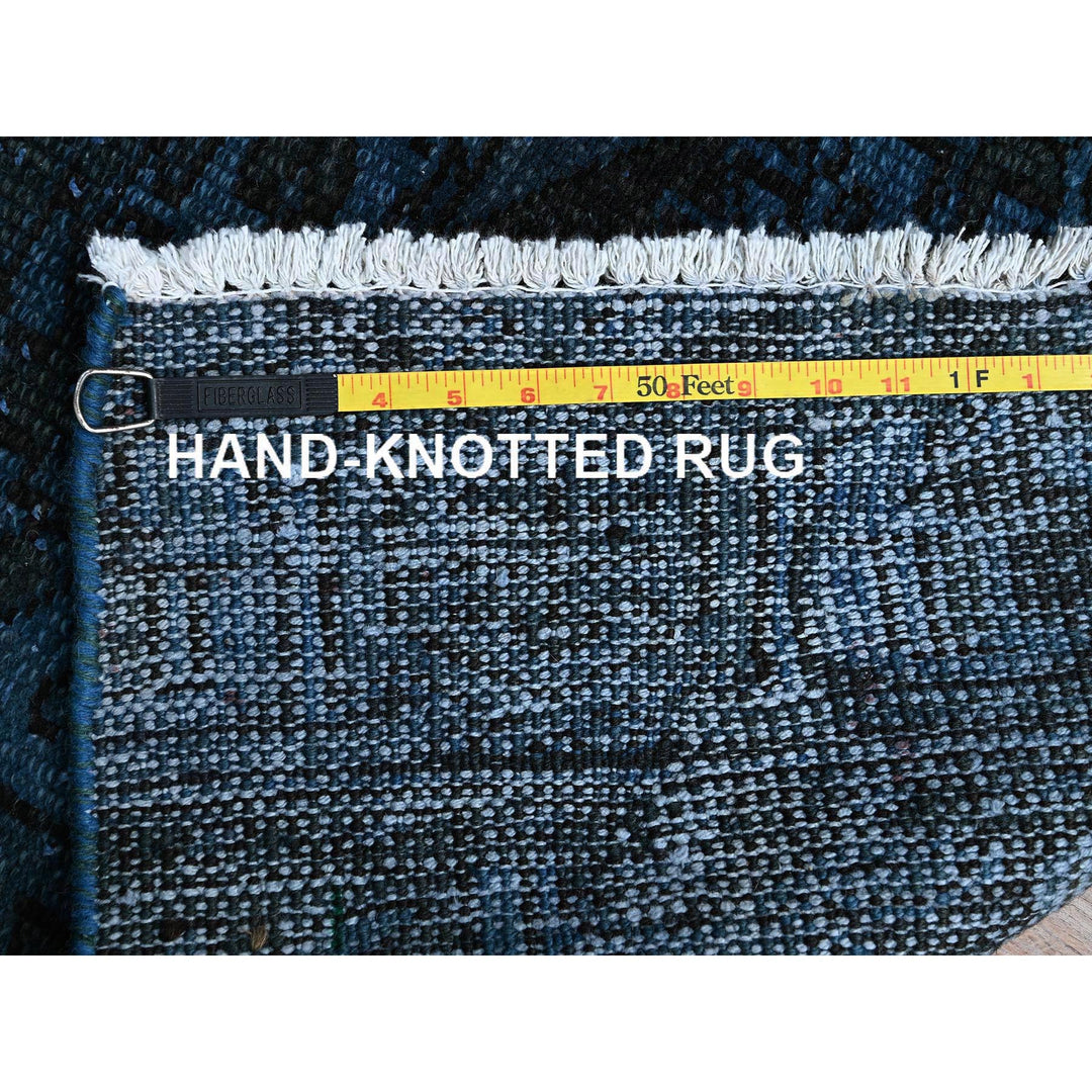 2'3" x 11'0" Vintage Hand Knotted Blue Wool Runner Oriental Rug - MOA102972