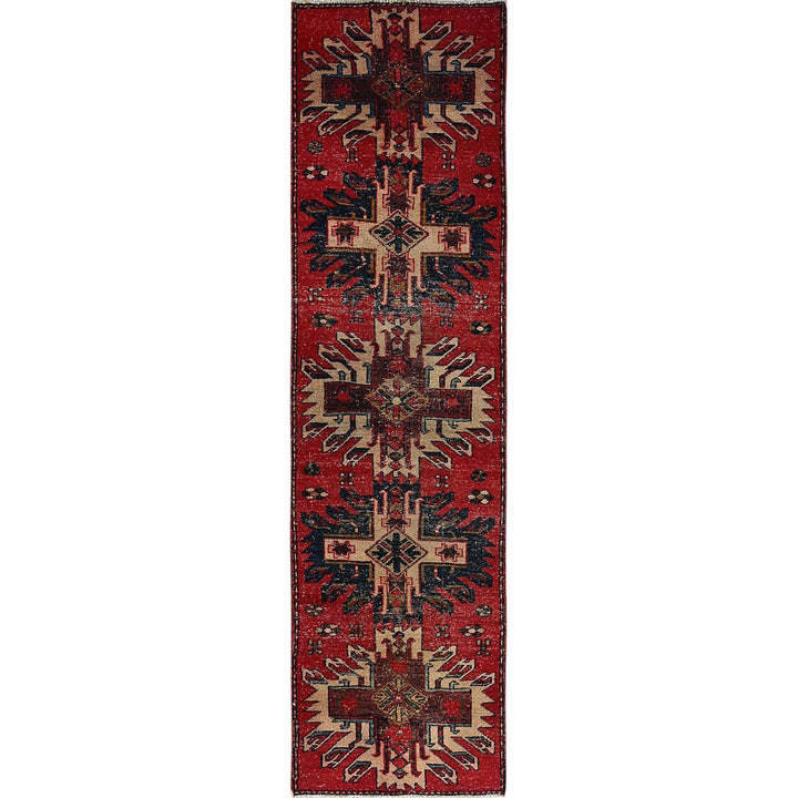 2'4" x 8'11" Vintage Hand Knotted Red Wool Runner Oriental Rug - MOA102986