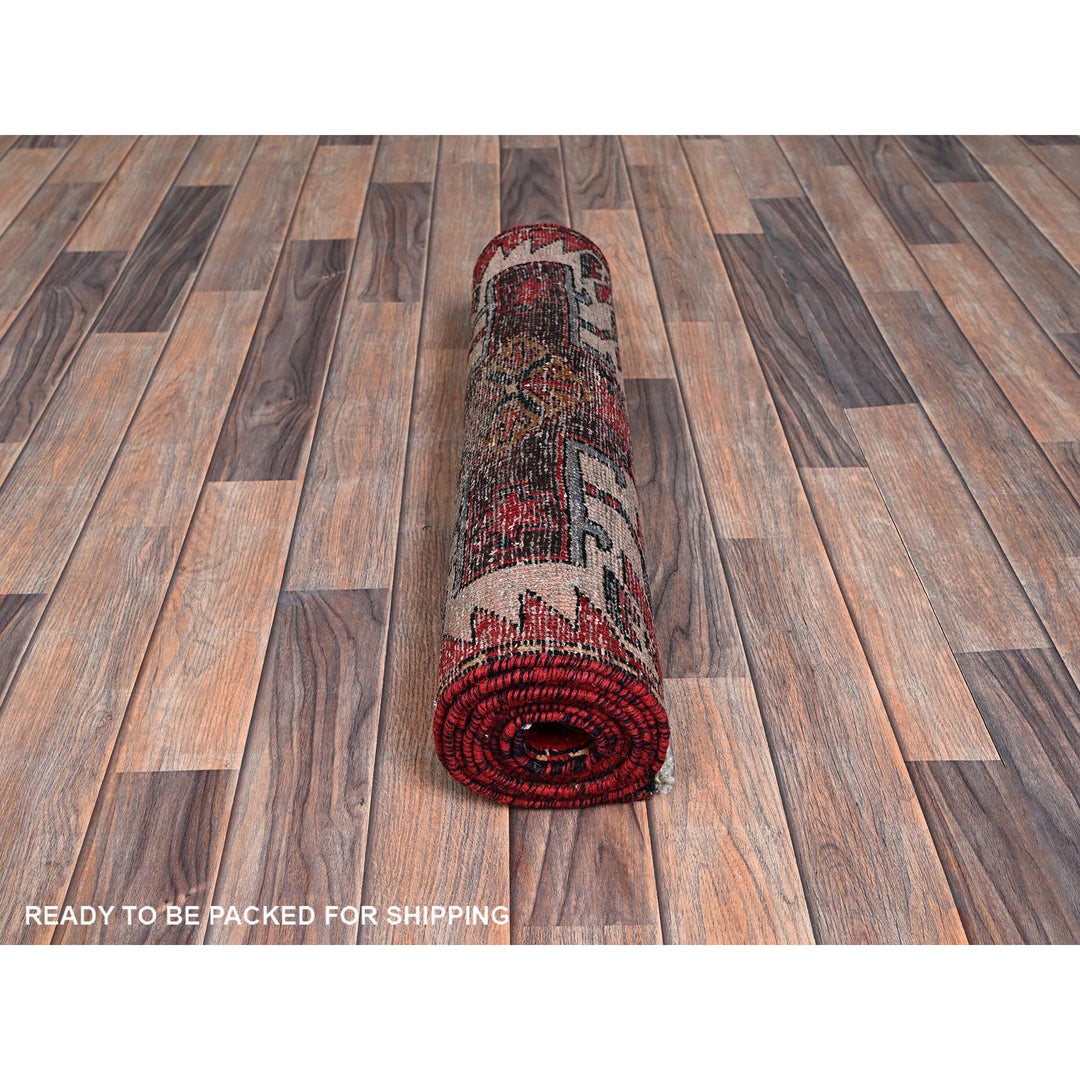 2'4" x 8'11" Vintage Hand Knotted Red Wool Runner Oriental Rug - MOA102986