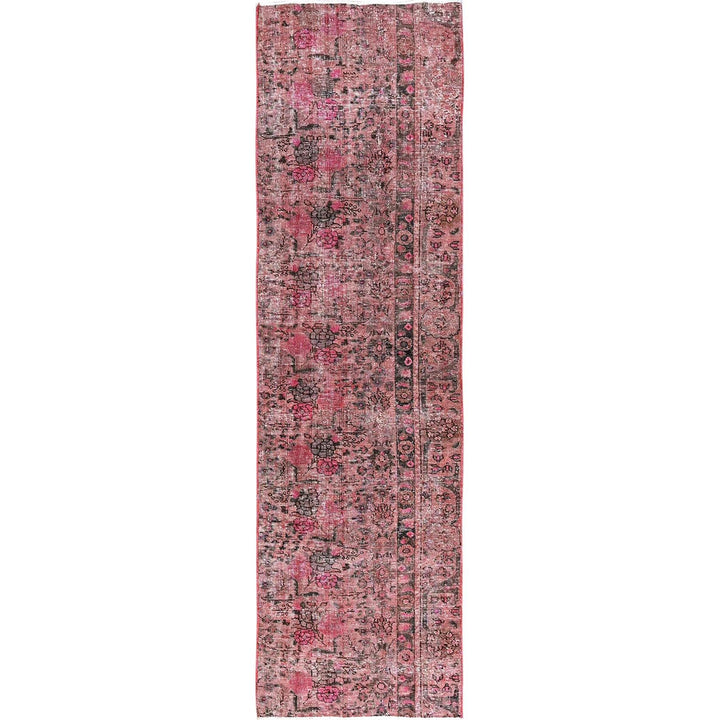 2'6" x 9'3" Vintage Hand Knotted Pink Wool Runner Oriental Rug - MOA102989