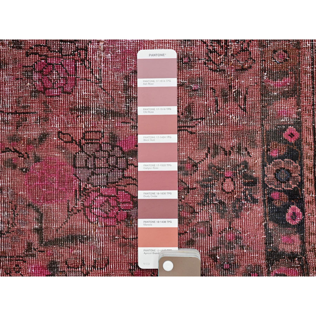 2'6" x 9'3" Vintage Hand Knotted Pink Wool Runner Oriental Rug - MOA102989