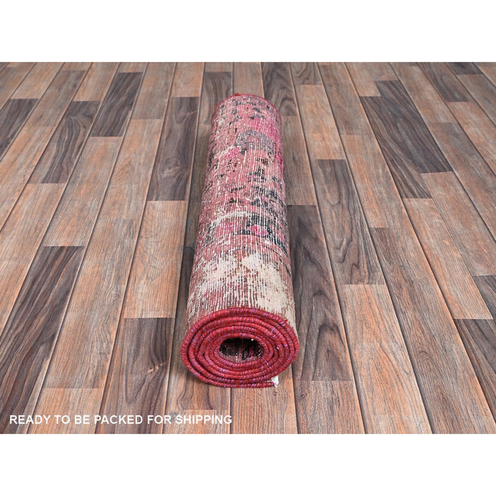2'6" x 9'3" Vintage Hand Knotted Pink Wool Runner Oriental Rug - MOA102989